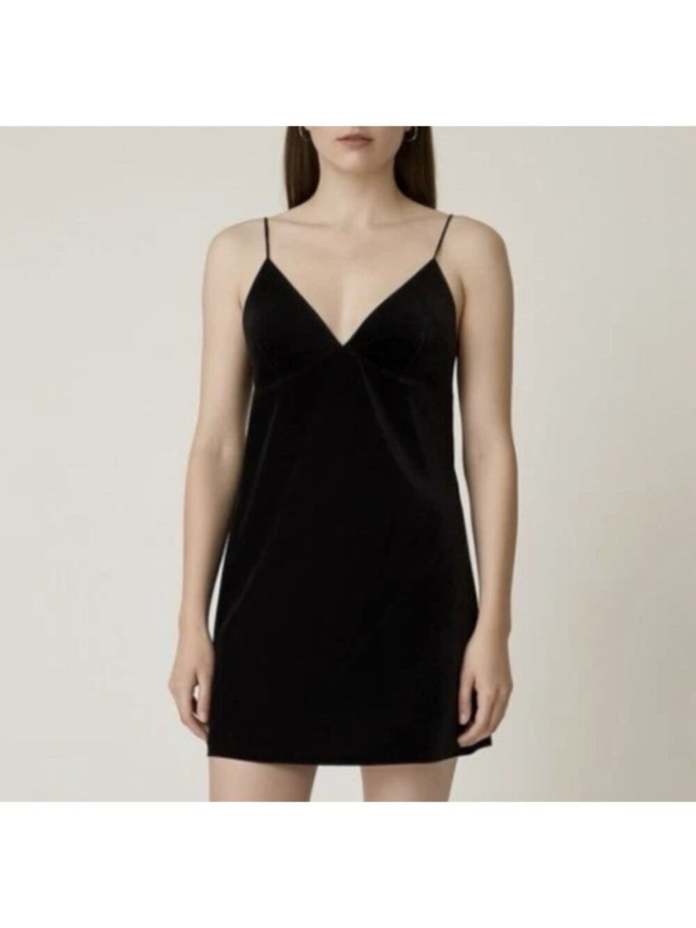 Victoria’s Secret Black Velvet Slip Mini‎ Dress Large L Goth Grunge